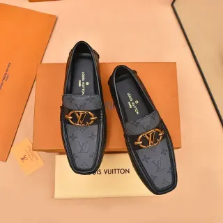 Louis Vuitton Horsebit 1955 लूफर काला और भूरा Monogram Canvas