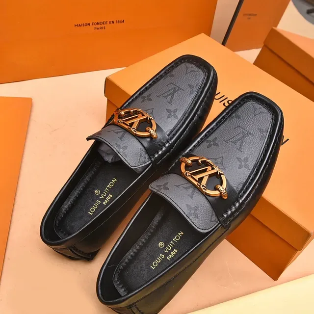 Louis Vuitton Horsebit 1955 Loafer Black and Gray Monogram Canvas Loafers 2