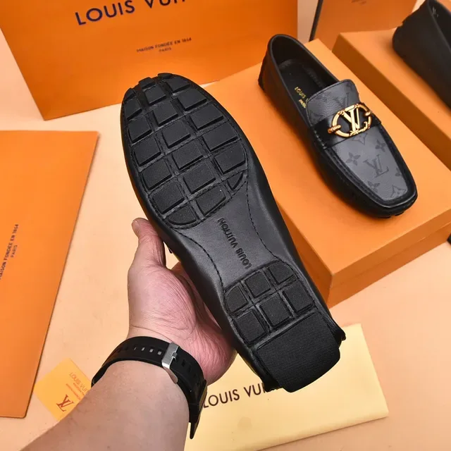 Louis Vuitton Horsebit 1955 Loafer Black and Gray Monogram Canvas Loafers 4