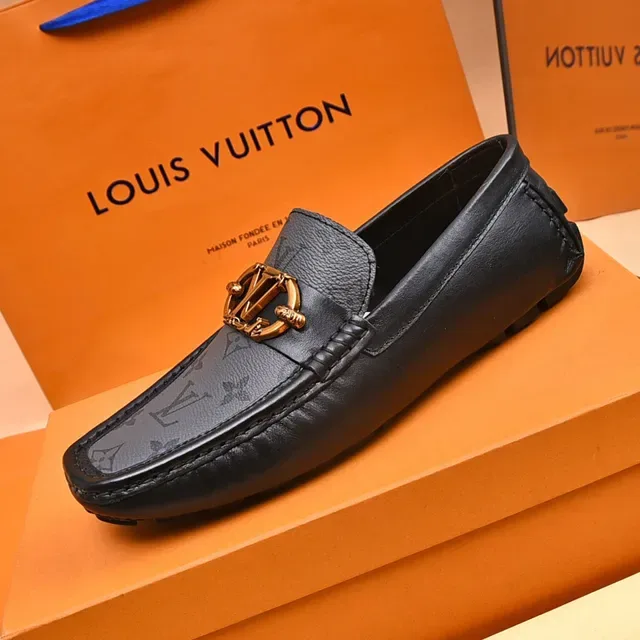 Louis Vuitton Horsebit 1955 Loafer Black and Gray Monogram Canvas Loafers 5