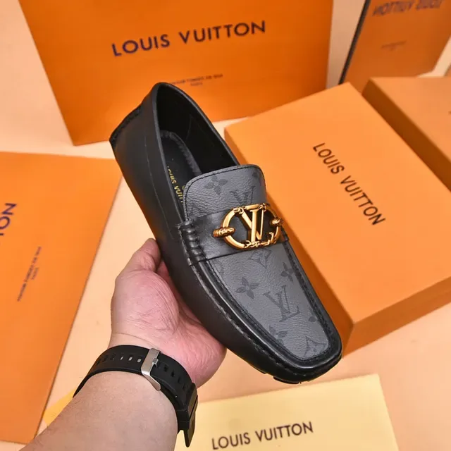 Louis Vuitton Horsebit 1955 Loafer Black and Gray Monogram Canvas Loafers 6