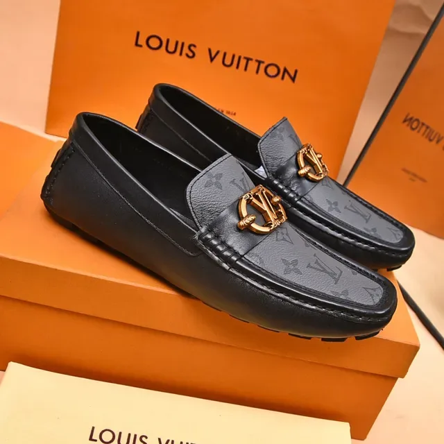 Louis Vuitton Horsebit 1955 Loafer Black and Gray Monogram Canvas Loafers 7