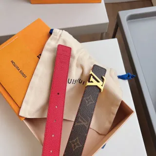 Louis Vuitton Initiales Monogram and Red Leather Belt