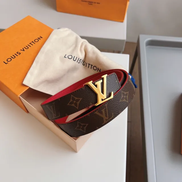 Louis Vuitton Initiales Monogram and Red Leather Belt 3
