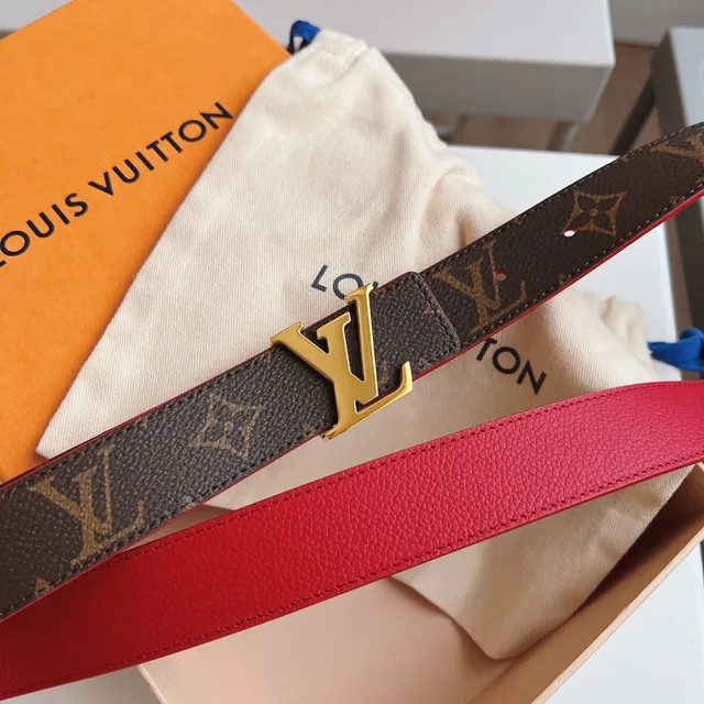 Louis Vuitton Initiales Monogram and Red Leather Belt 6