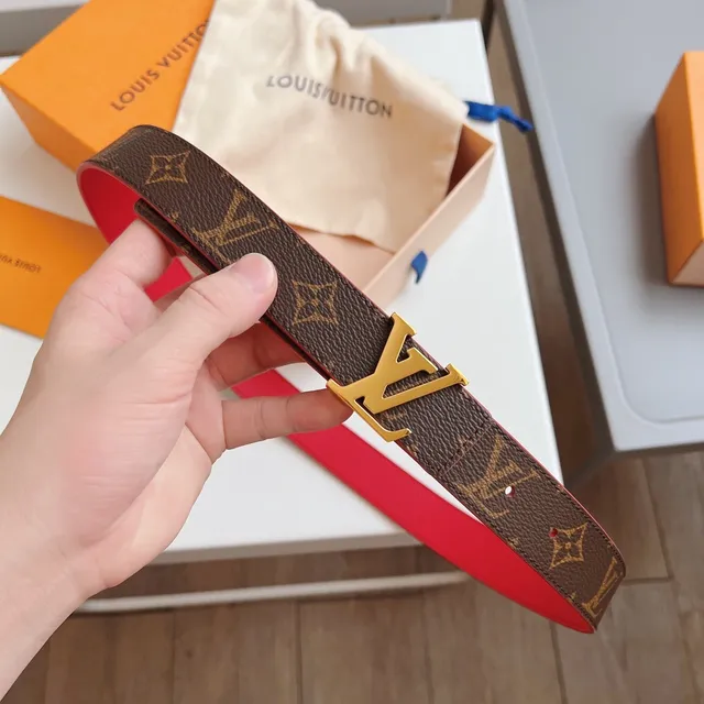 Louis Vuitton Initiales Monogram and Red Leather Belt 7