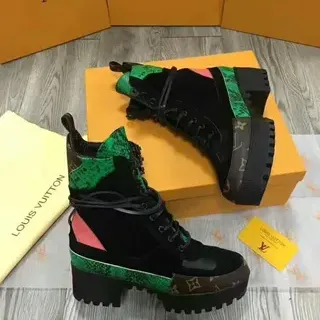 Louis Vuitton Le Cagole Boot Black Green Pink Snakeskin Ankle Boots