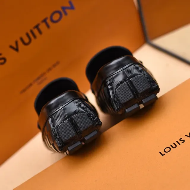 Louis Vuitton Loafers Noir Gris Damier Graphite Toile Bords Cuir Loafers 2