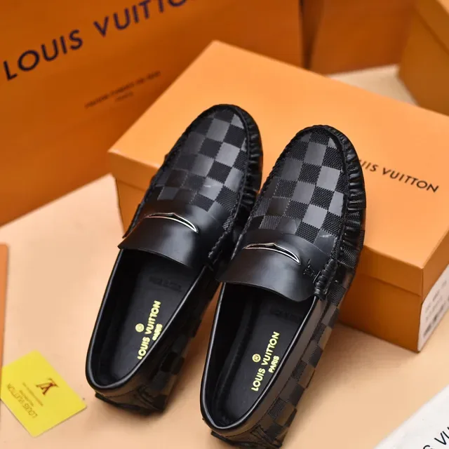 Louis Vuitton Loafers Noir Gris Damier Graphite Toile Bords Cuir Loafers 3
