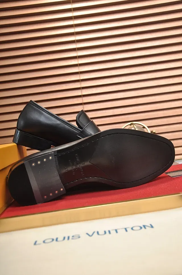 Louis Vuitton Loafer Black Leather Monogram Buckle Loafer 3