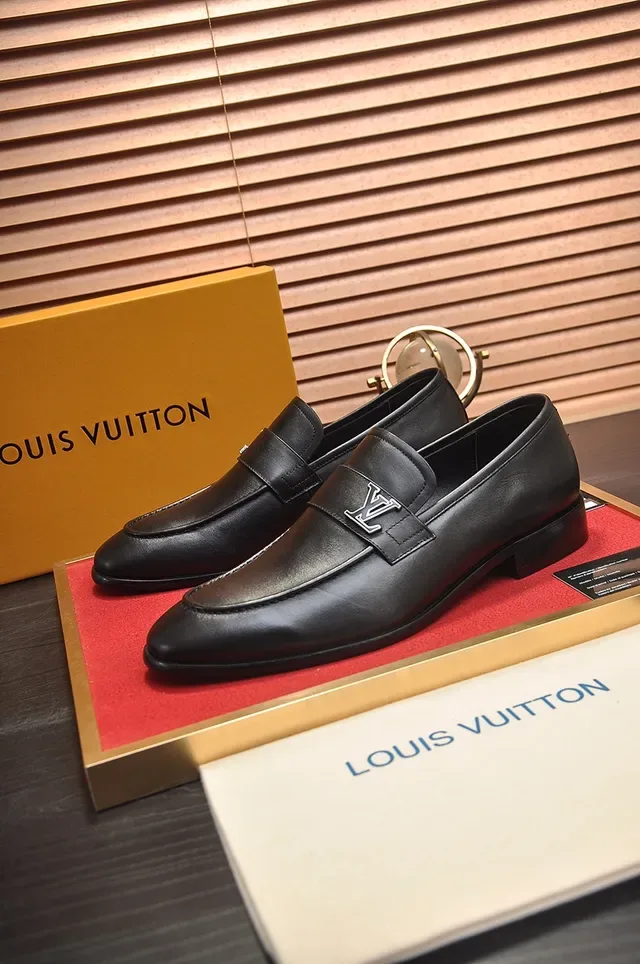 Louis Vuitton Loafer Black Leather Monogram Buckle Loafer 4
