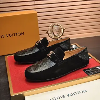 Louis Vuitton लोफर काला सूड मोनोग्राम टो कैप लोफर