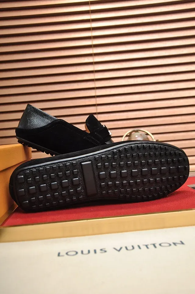 Louis Vuitton Loafer Black Suede Monogram Toe Cap Loafers 4