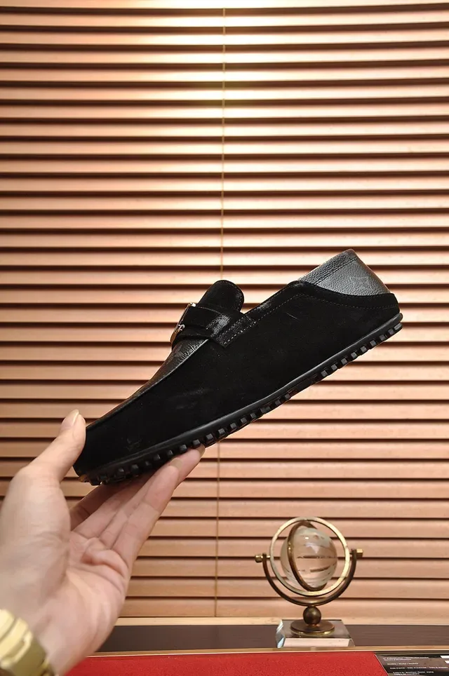 Louis Vuitton Loafer Black Suede Monogram Toe Cap Loafers 5