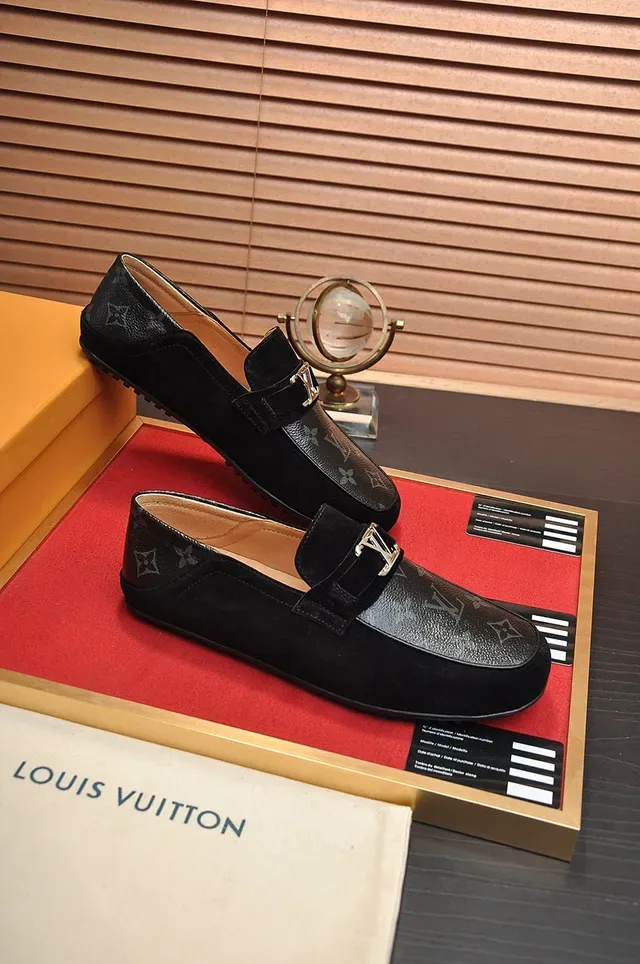 Louis Vuitton Loafer Black Suede Monogram Toe Cap Loafers 6
