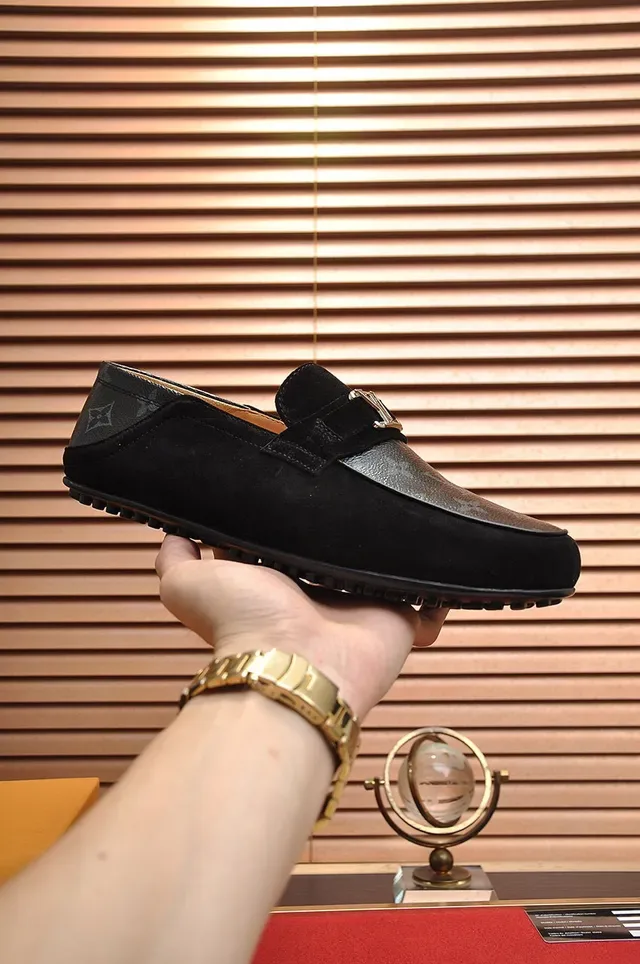 Louis Vuitton Loafer Black Suede Monogram Toe Cap Loafers 7