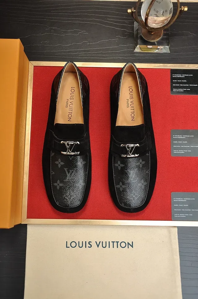 Louis Vuitton Loafer Black Suede Monogram Toe Cap Loafers 9