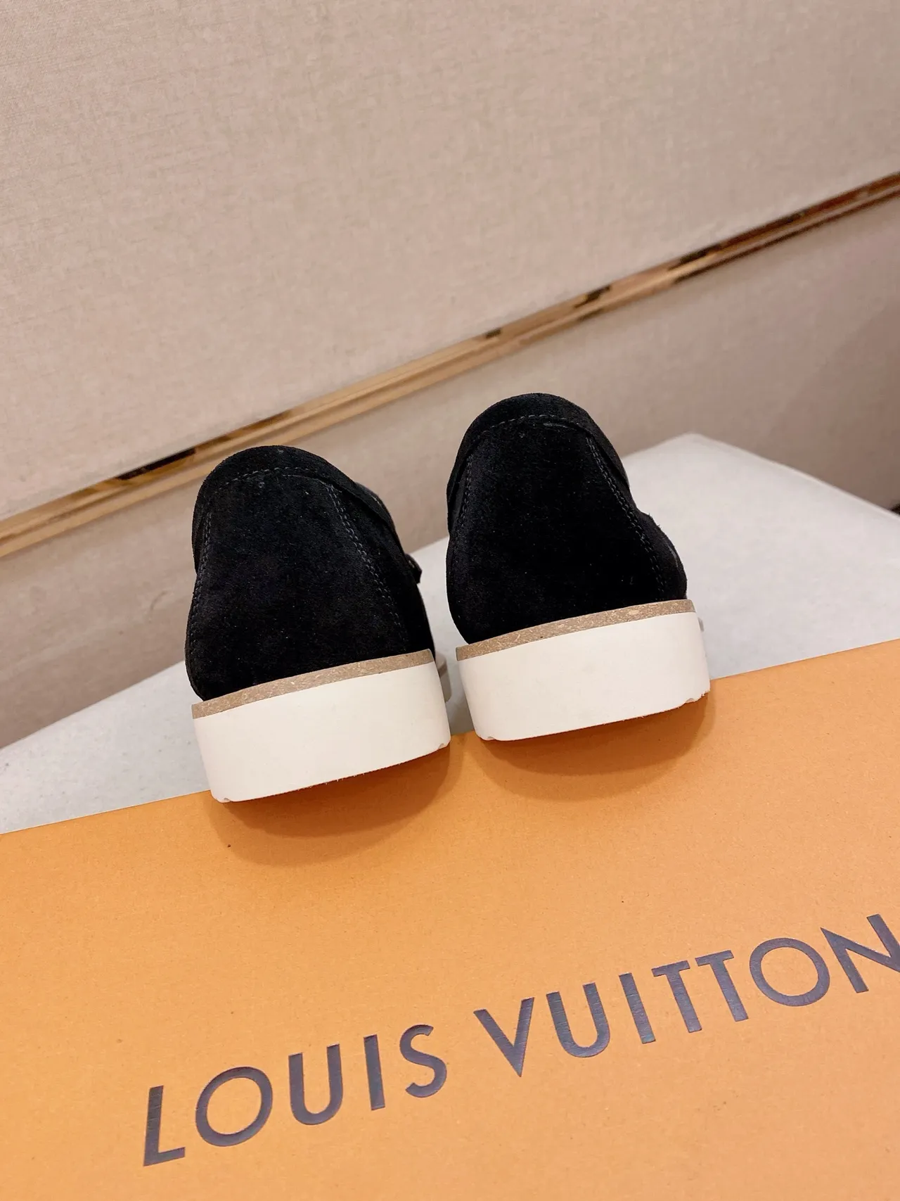 Louis Vuitton Loafer Black White Suede Upper Rubber Sole Loafer 2
