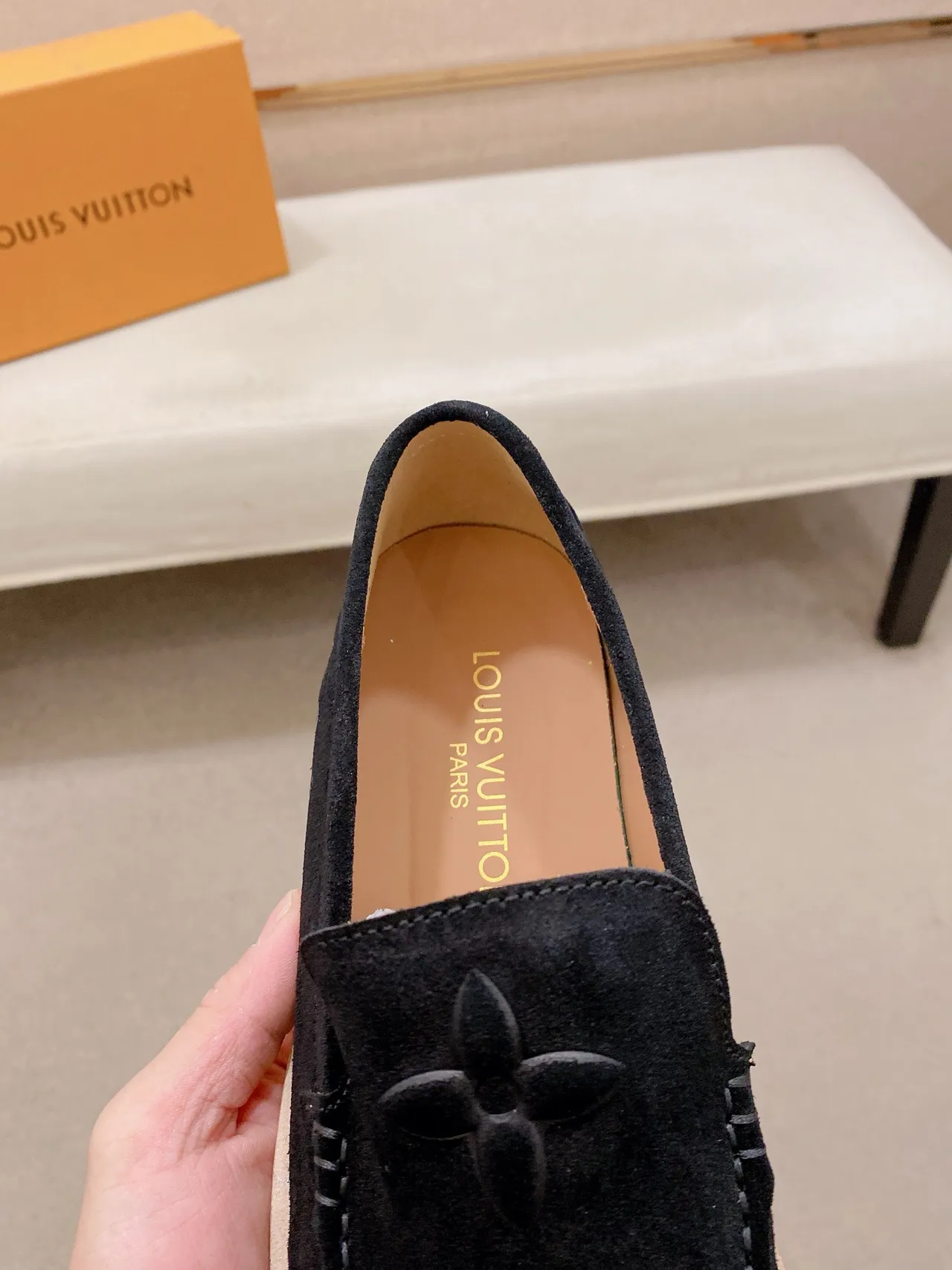 Louis Vuitton Loafer Black White Suede Upper Rubber Sole Loafer 3