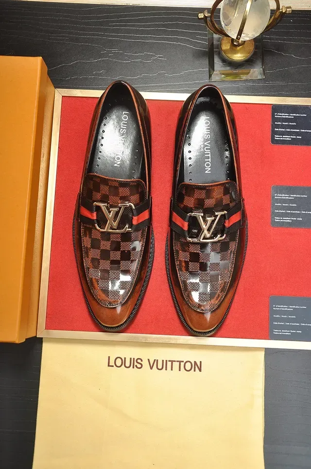 Louis Vuitton Loafer Brown Patent and Damier Check Leather Loafers 5
