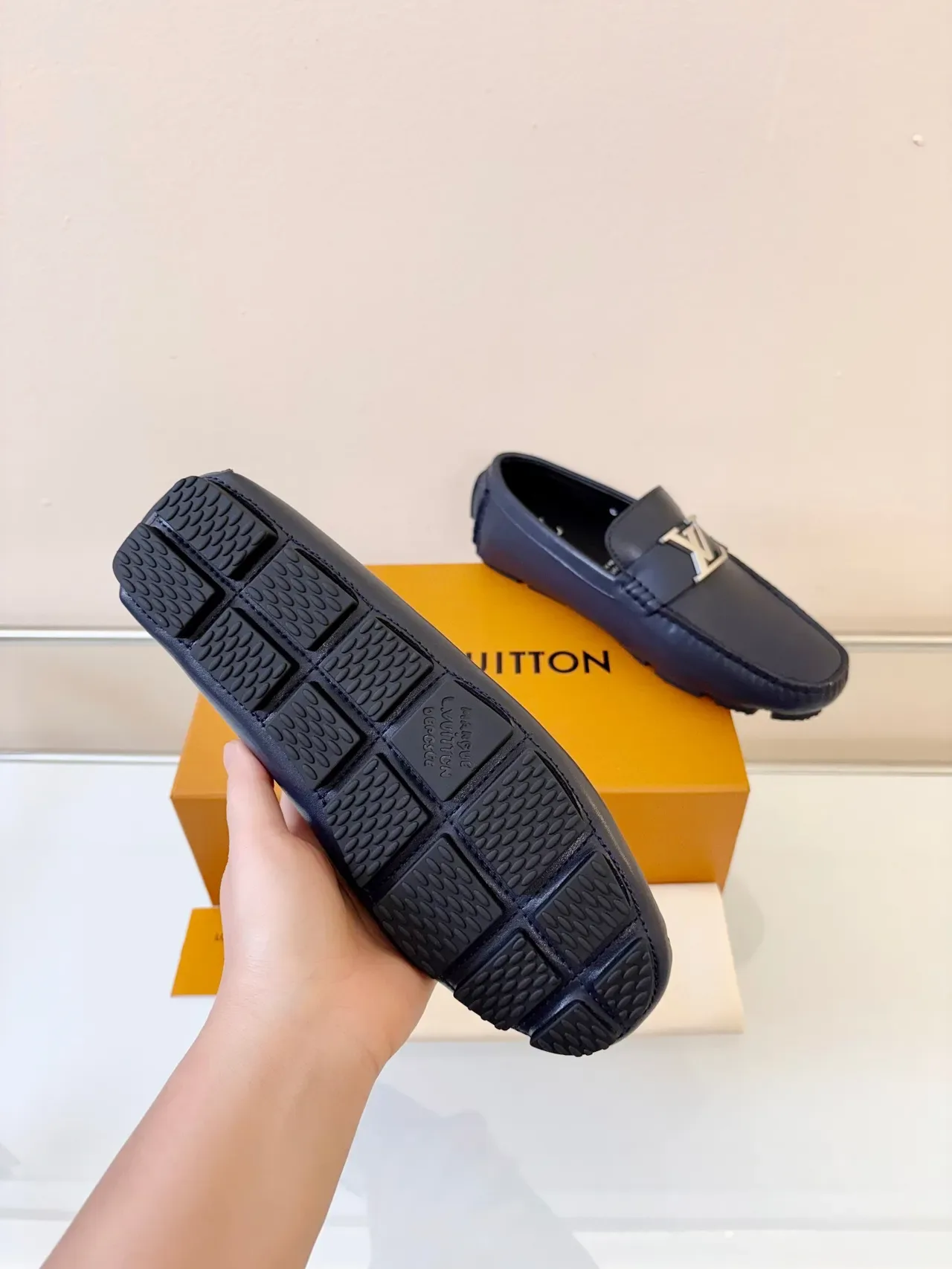 Louis Vuitton Loafer Navy Leather LV Buckle Moccasin Loafers 5