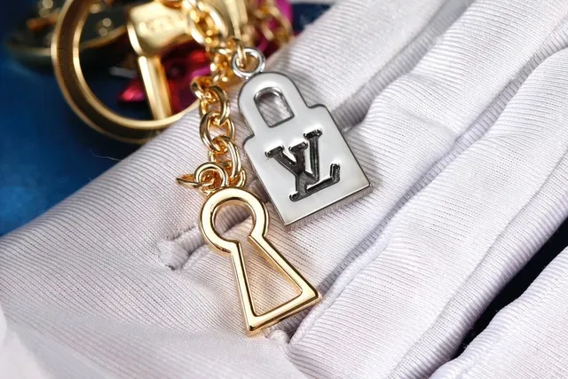 Louis Vuitton Lock & Key Gold Pink Multi-Charm Enamel-Accented Bracelet 8