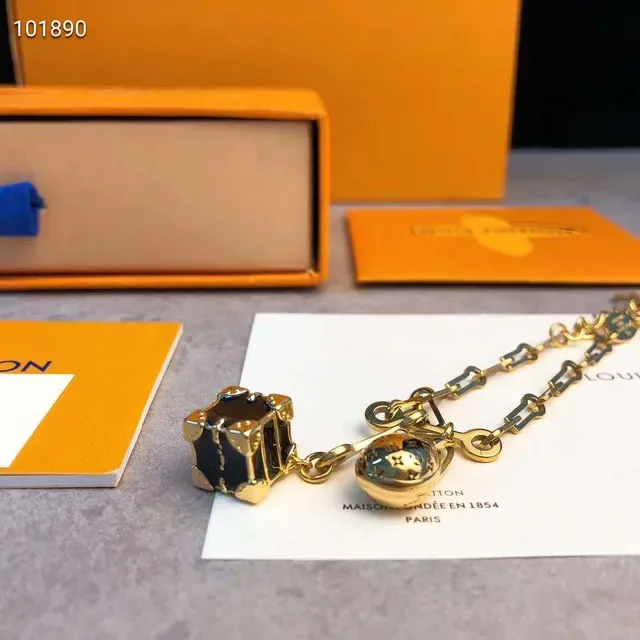 Louis Vuitton Lockme Gold Black Link Chain LV Monogram Padlock Charm Bracelet 9