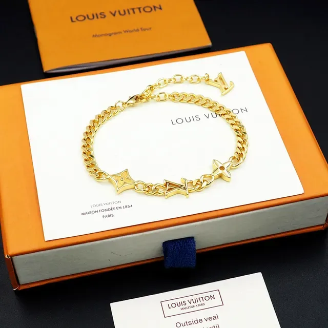 Louis Vuitton LV Chain Bracelet Silver and Gold Curb-Link Bracelets 2