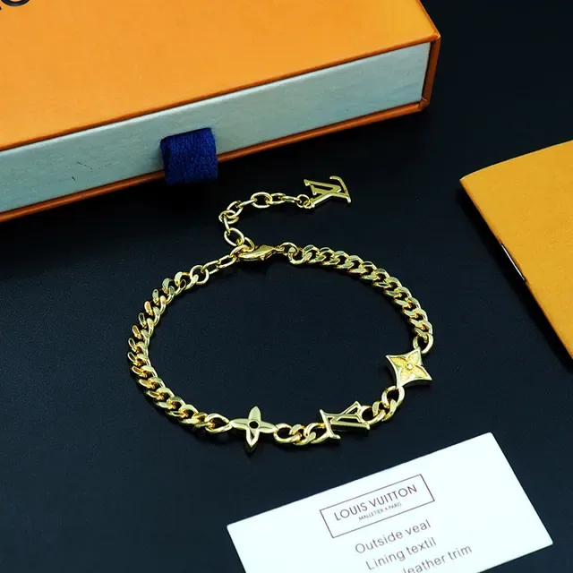 Louis Vuitton LV Chain Bracelet Silver and Gold Curb-Link Bracelets 3