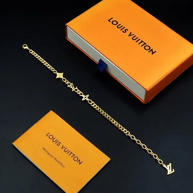 Louis Vuitton LV Chain Bracelet Silver and Gold Curb-Link Bracelets 4