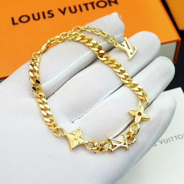 Louis Vuitton LV Chain Bracelet Silver and Gold Curb-Link Bracelets 6