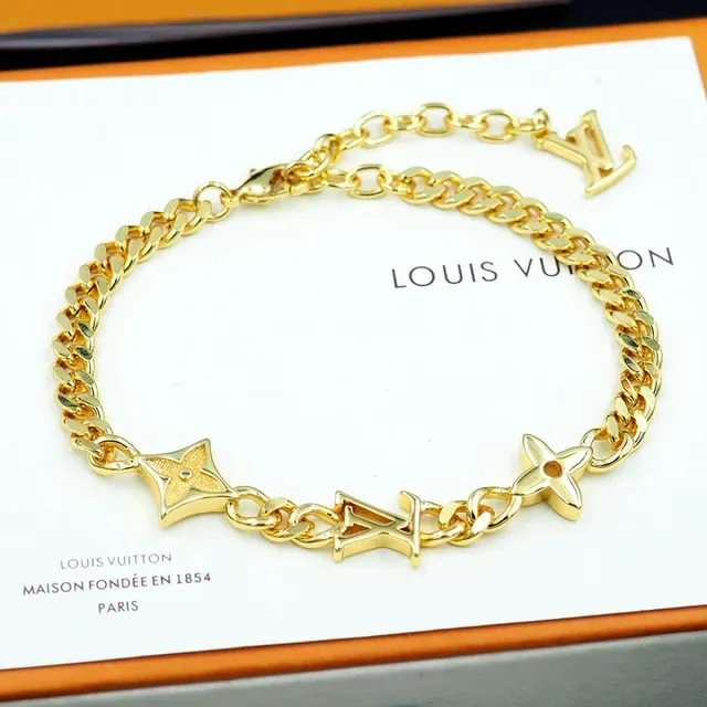 Louis Vuitton LV Chain Bracelet Silver and Gold Curb-Link Bracelets 7