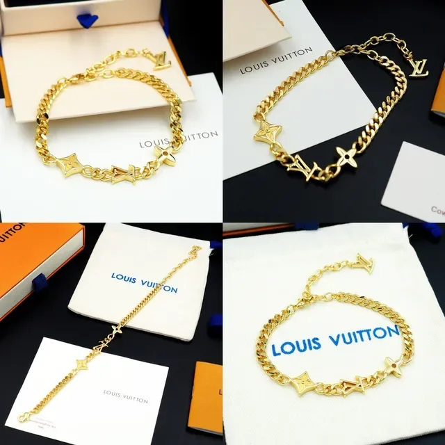 Louis Vuitton LV Chain Bracelet Silver and Gold Curb-Link Bracelets 8