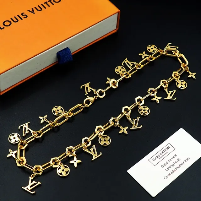 Louis Vuitton LV Chain Charm Necklace Gold Tone Necklaces 4