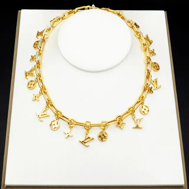 Louis Vuitton LV Chain Charm Necklace Gold Tone Necklaces 8