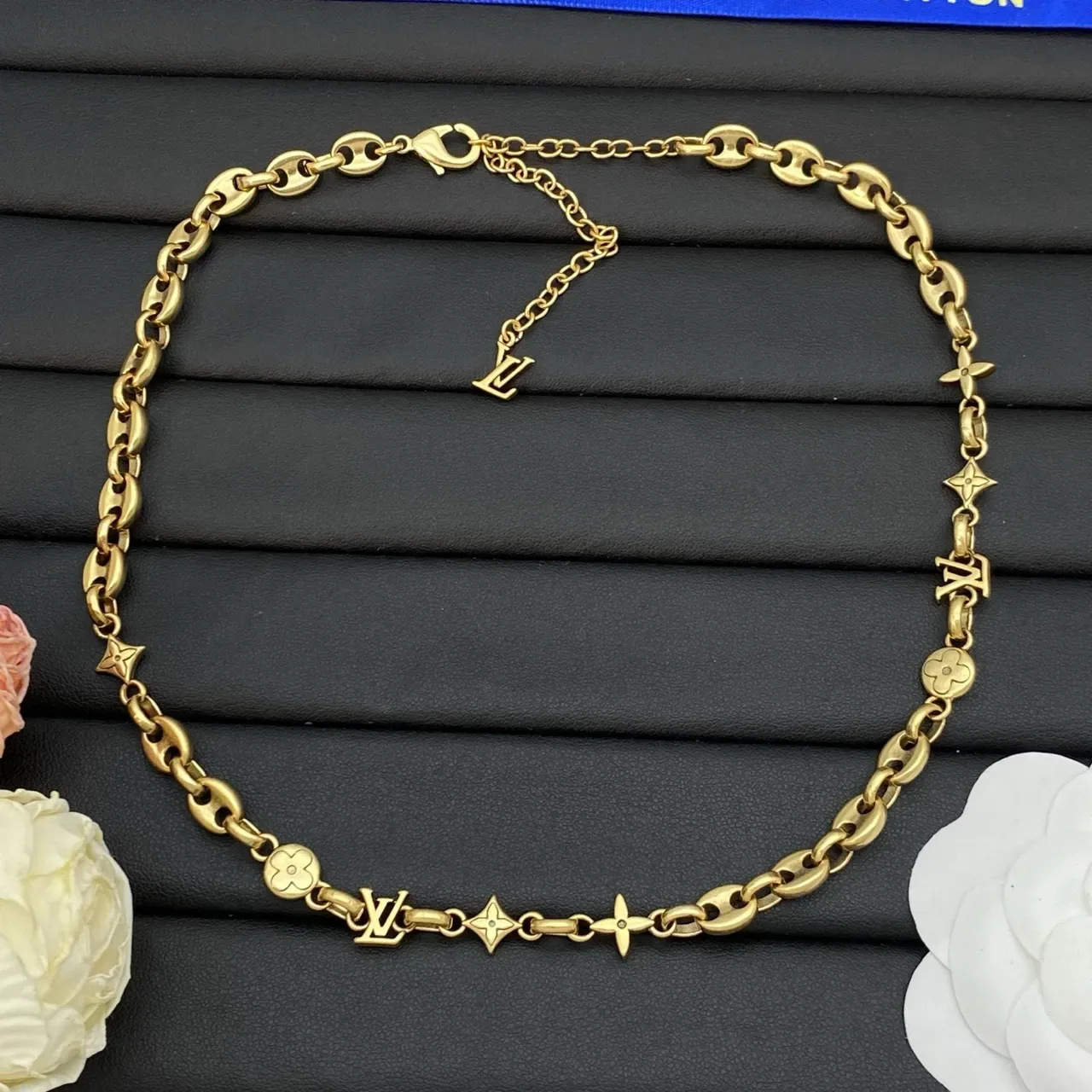 Louis Vuitton LV Chain Gold Silver Oval-Link Monogram Charms Necklace 8