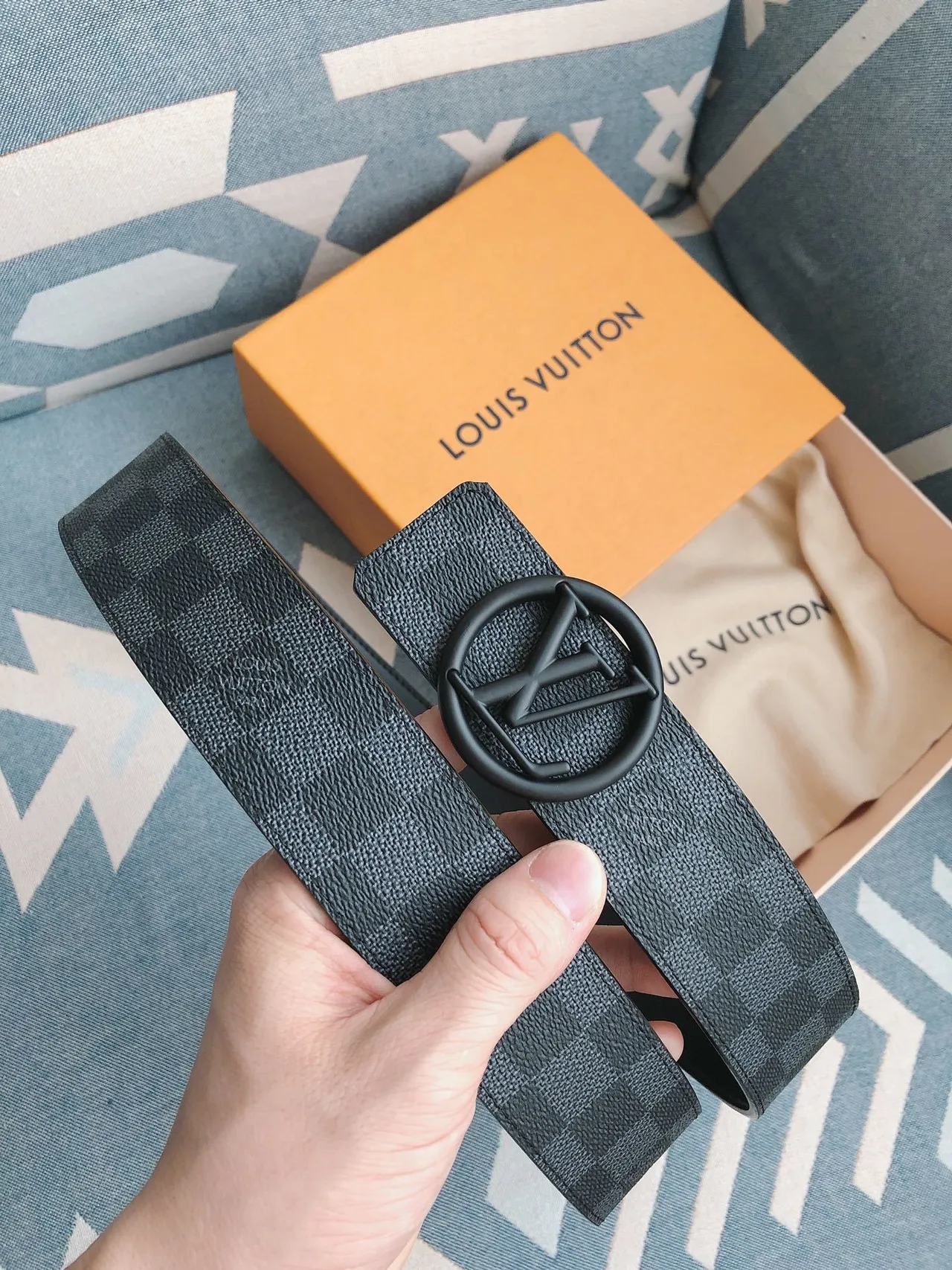 Louis Vuitton LV Circle Damier Graphite Leather Belt 7