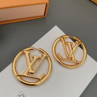Louis Vuitton LV Circle Hoop Gold-Tone Earrings