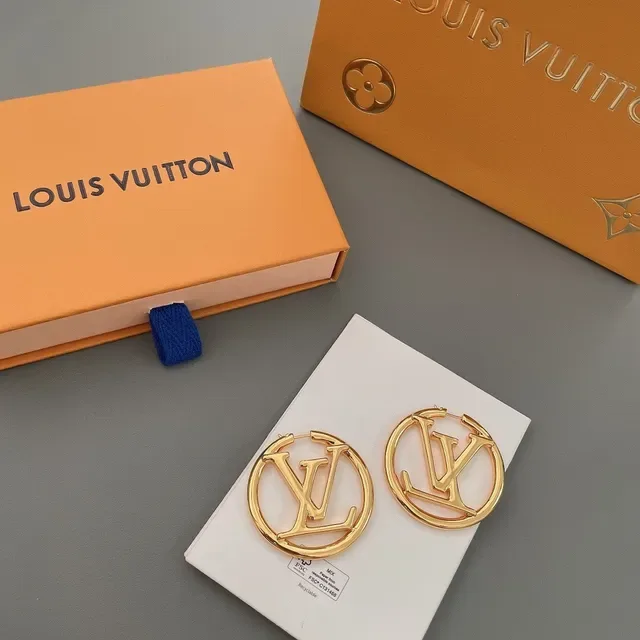 Louis Vuitton LV Circle Hoop Gold-Tone Earrings 2