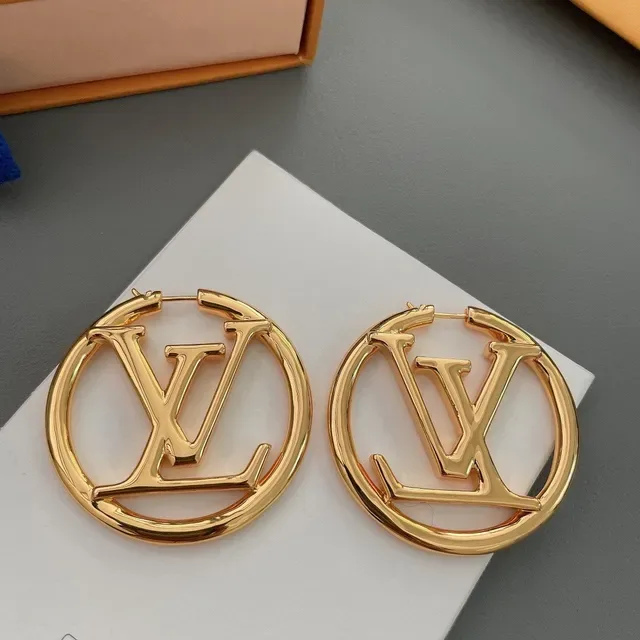 Louis Vuitton LV Circle Hoop Gold-Tone Earrings 3