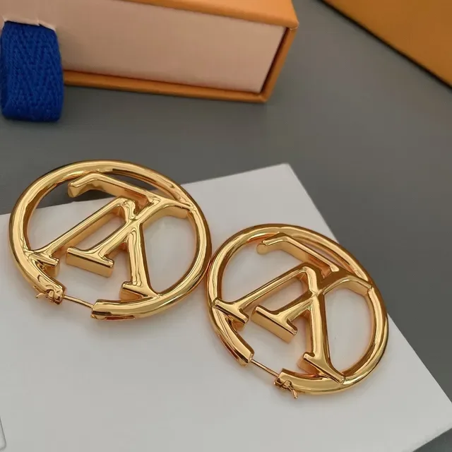 Louis Vuitton LV Circle Hoop Gold-Tone Earrings 4