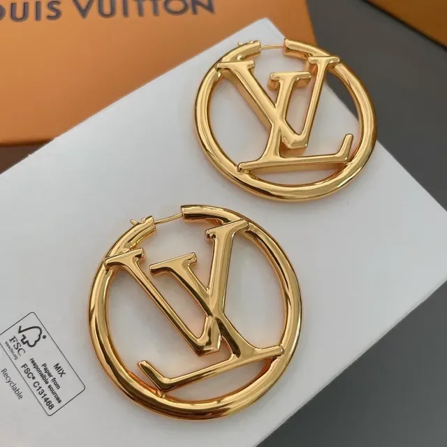Louis Vuitton LV Circle Hoop Gold-Tone Earrings 9
