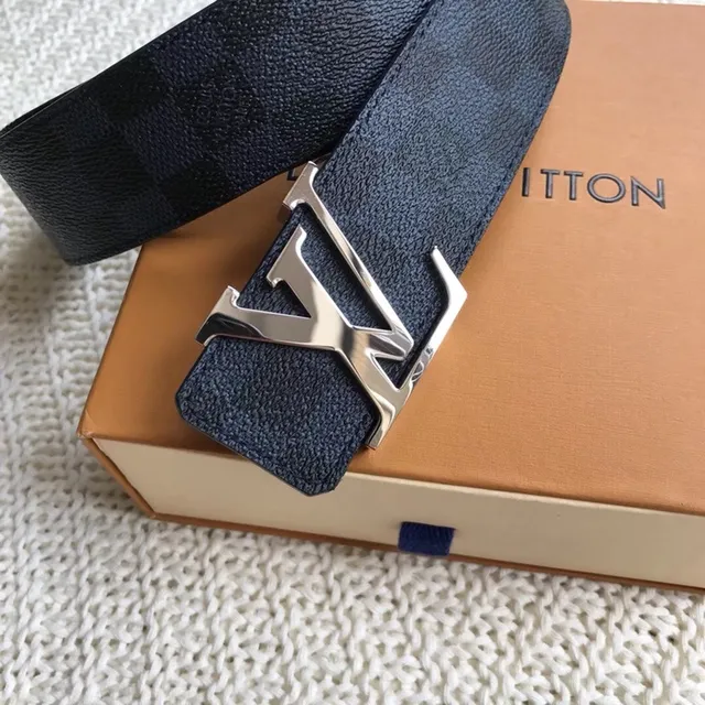 Louis Vuitton LV Initiales Belt Navy Textured Leather Belt 2