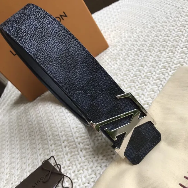 Louis Vuitton LV Initiales Belt Navy Textured Leather Belt 9