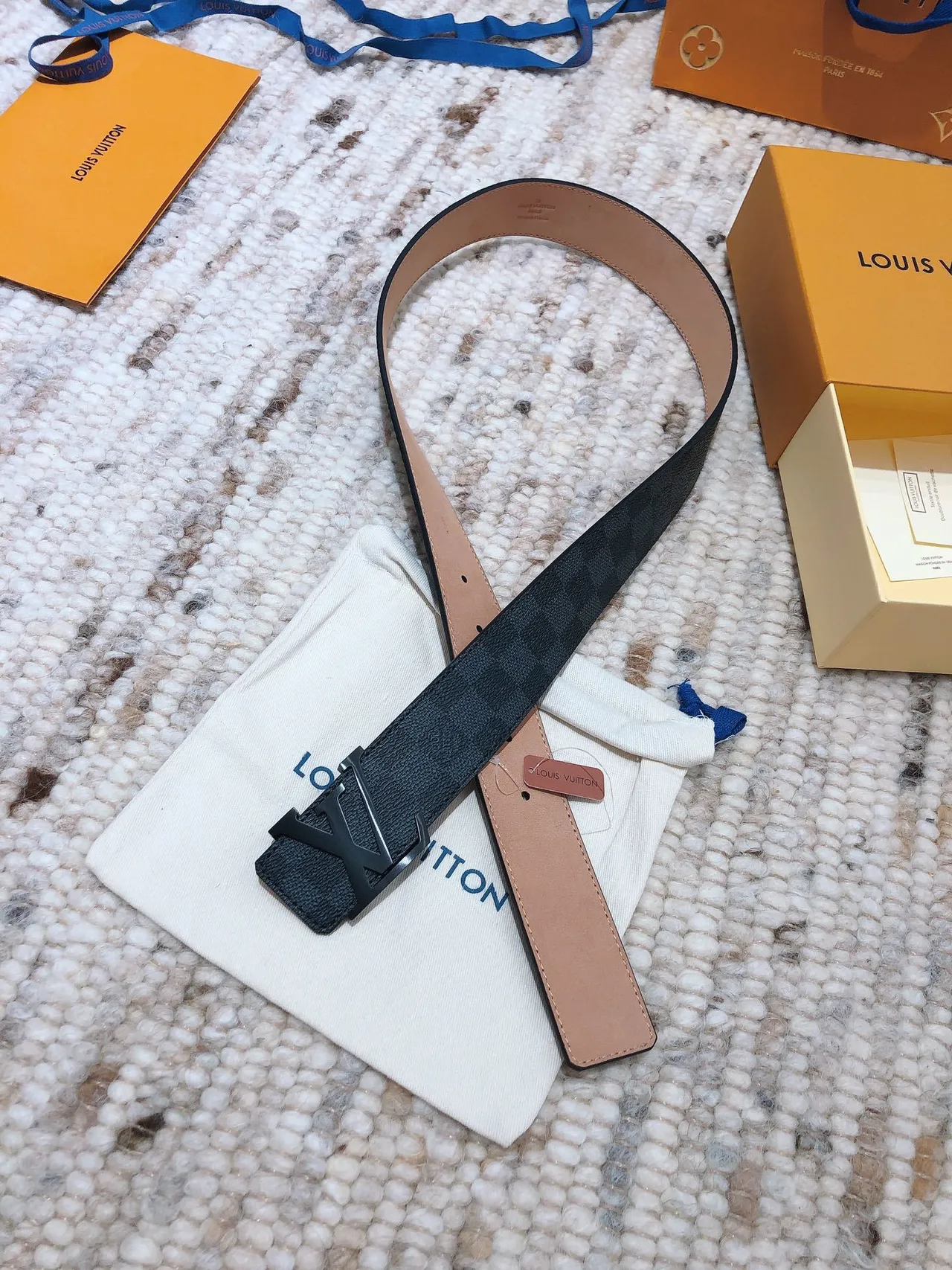 Louis Vuitton LV Initiales Damier Graphite Leather Belt 4