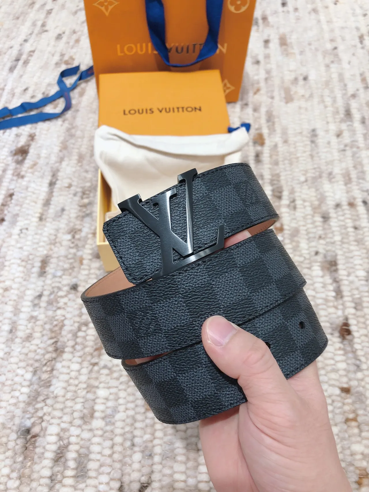 Louis Vuitton LV Initiales Damier Graphite Leather Belt 5