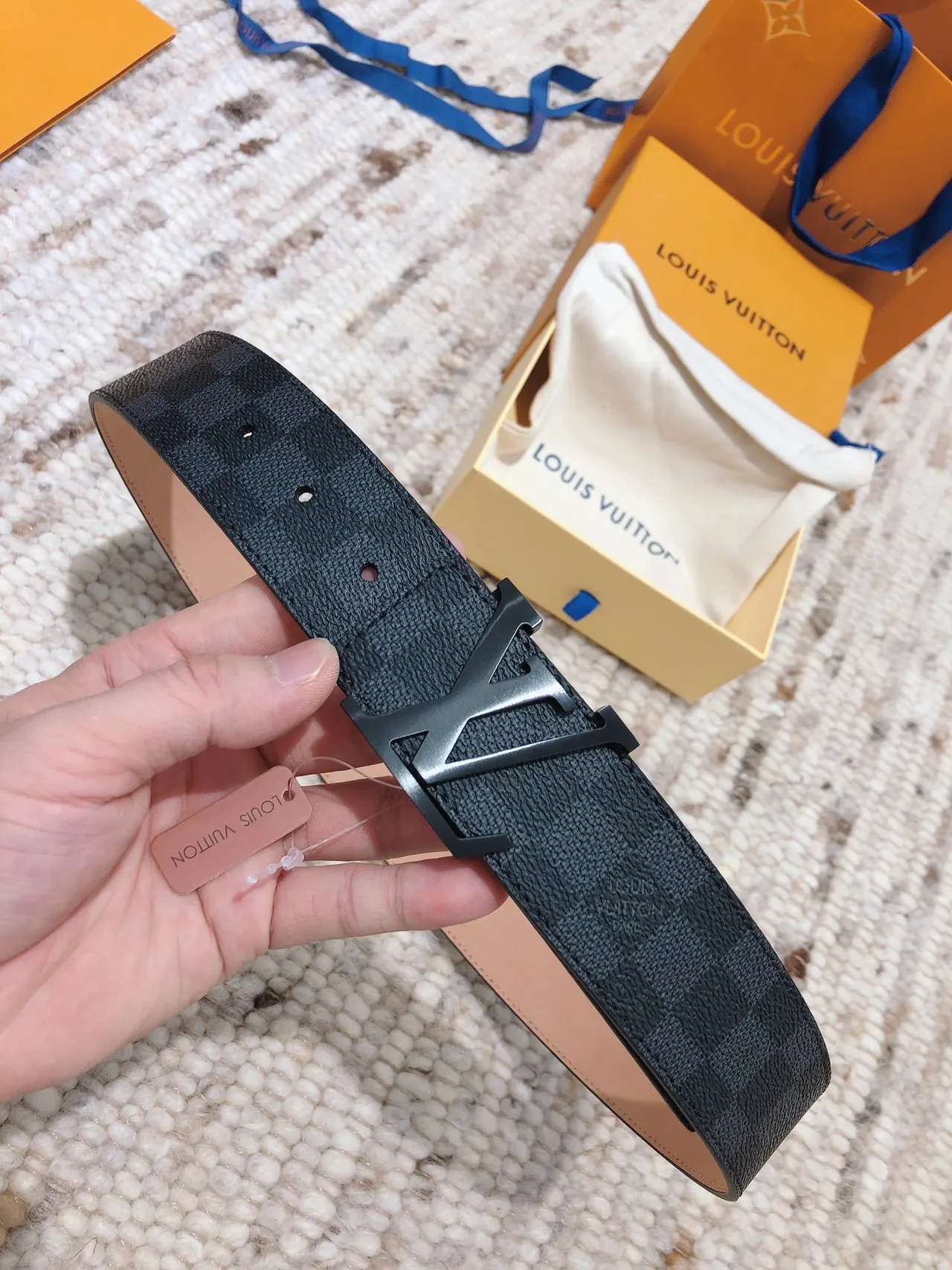 Louis Vuitton LV Initiales Damier Graphite Leather Belt 6