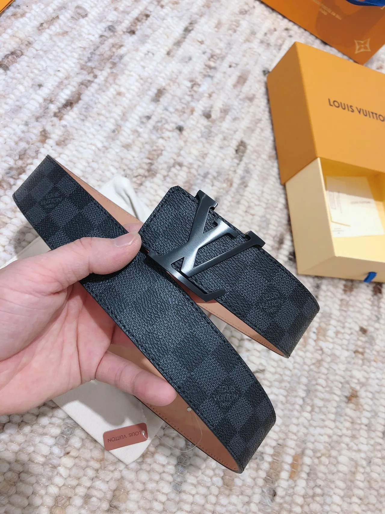 Louis Vuitton LV Initiales Damier Graphite Leather Belt 7