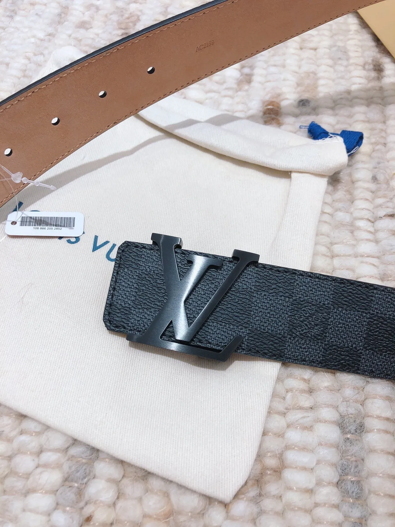Louis Vuitton LV Initiales Damier Graphite Leather Belt 8