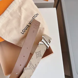Louis Vuitton LV Initiales Perforated Monogram Tan Leather Belt